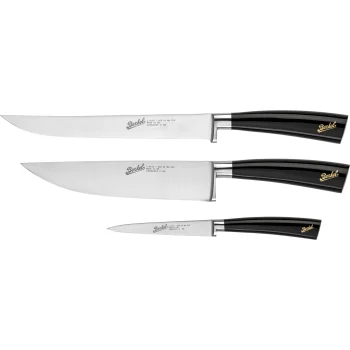 Berkel Elegance 3-Piece Kitchen Chef Knife Set, Black Glossy