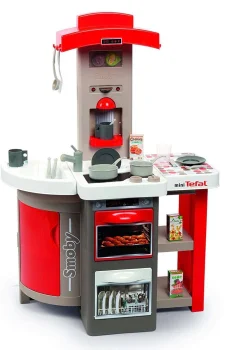 Smoby mini Tefal OpenCook 312202 Children Kids Toy Plastic Kitchen With Sound and Accessories, Red
