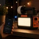 Multifunctional LED Camping Lamp with Solar Panel, FM Radio & Bluetooth, Black/Orange