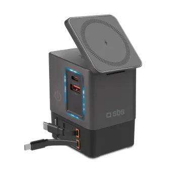 Sbs TEWIRMAG105W Power Dock 6-in-1 Charger with MagSafe and USB-C Cables 65W, Black