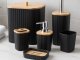 6-Piece Bathroom Accessories Set with Bamboo, Includes Toilet Brush and Soap Dispenser