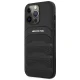 AMG Debossed Lines iPhone 14 Pro Genuine Leather Case, Black