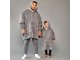 Warm Oversized Hoodie Blanket, Thick 2-in-1 Wearable Sweatshirt, Grey