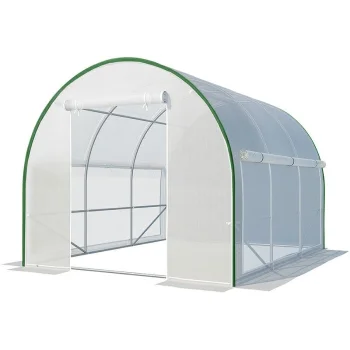 Walk-in Garden Greenhouse Polytunnel with Mosquito Net Windows 3x2x2m