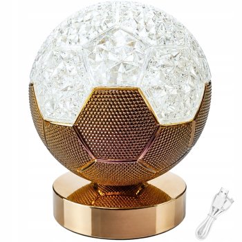 LED Night Light Football, 3 Light Modes, USB-C, White/Gold
