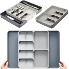 Expandable Cutlery Tray and Kitchen Drawer Organizer, Grey