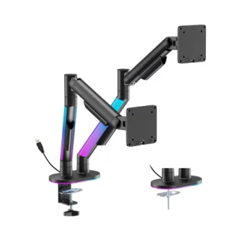 Dual Monitor 17"-35" Gas Spring Arm with RGB Lighting, Black