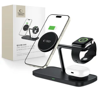 Tech-Protect QI15W-A45 3in1 Wireless Charger with MagSafe, Black