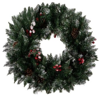 Snowy Christmas Wreath with Pinecones and Berries Ruhhy 22302, 45 cm