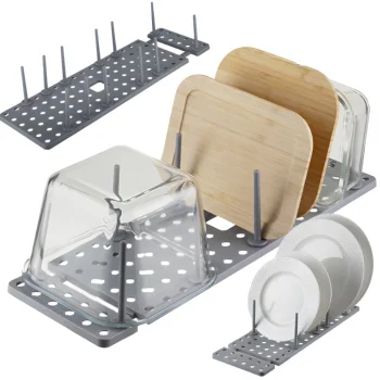 Expandable Drawer Organizer for Pots and Lids, Grey