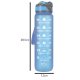 Motivational Water Bottle with Time Marker Reminder Tracker Leak-proof BPA Free, 1L, Blue