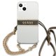 Guess iPhone 13 mini Case 4G Brown Strap Gold Chain, Transparent