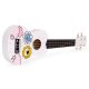 ECOTOYS Wooden Ukulele for Kids with 4 Nylon Strings and Pick, White