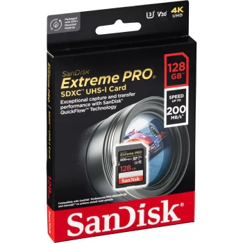 SanDisk Extreme PRO SDXC Memory Card 128GB UHS-I U3 V30