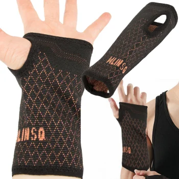Elastic Wrist and Hand Support Brace Compression Sleeve, Black-Orange