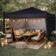 LUARO Garden Pavilion 3x3 m, 3 Walls, Black