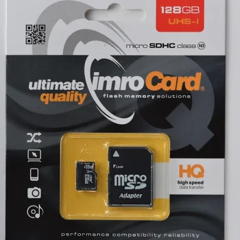 Imro 128GB microSDXC Memory Card with Adapter Class 10 UHS-3, black