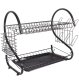 Two-level Double Metal Dish Dryer Rack Shelf, Black