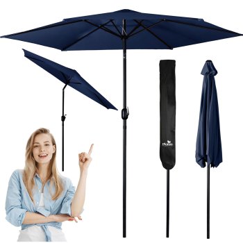 Plonos Foldable Garden Umbrella, 300 cm, Blue
