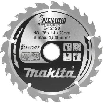 Circular Saw Blade Makita E-12120 EFFICUT 136x20 mm 25Z for Wood