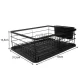 Ruhhy 21992 Dish Drainer with Drip Tray and Cutlery Holder, Black