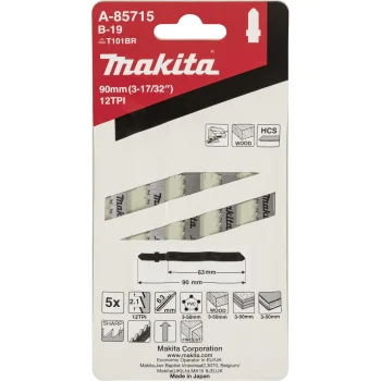 Makita B-19 A-85715 Jigsaw Blades for Wood and Plastic 90 mm, 5 Pack