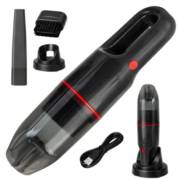 Cordless Handheld Car Vacuum Cleaner, Rechargeable, 4–6 kPa, USB-C, Black