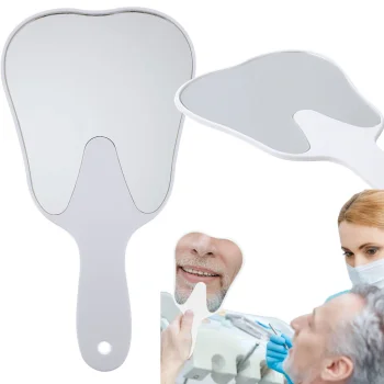 Tooth-Shaped Hand Mirror for Dentistry and Cosmetics, White
