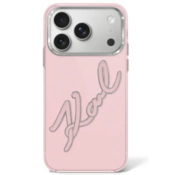 Karl Lagerfeld IML Big Signature Resin Metal Frame Case for iPhone 17 Pro / 18 Pro - Pink