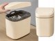 Mini Desktop Trash Can with Swing Lid, 2L, Cream