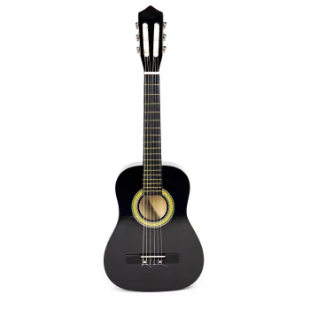 ECOTOYS Large Wooden Kids Guitar with 6 Strings, Black