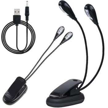 Clip-on Flexible Reading Double Light Lamp