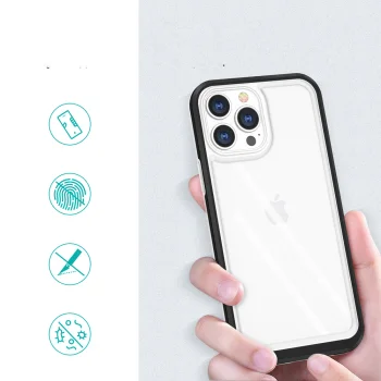 Skaidrus dėklas iPhone 13 Pro Hybrid Armor Clear 3 in 1, juodas
