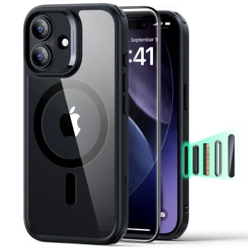 ESR Classic Hybrid MagSafe Case + Tempered Glass Set for iPhone 17, Clear Black