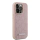Karl Lagerfeld iPhone 15 Pro Case Leather Monogram Metal Logo, Pink