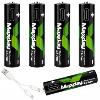 AAA Li-Ion 1.5V 660mWh Rechargeable Batteries with USB-C, 4 pcs