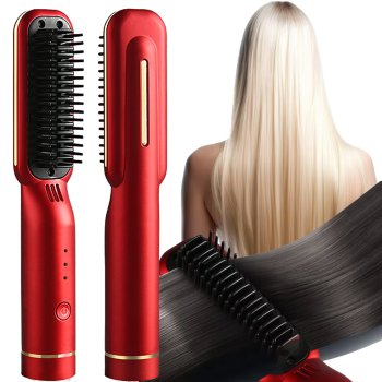 Cordless Electric 2-in-1 Hair Straightening Brush