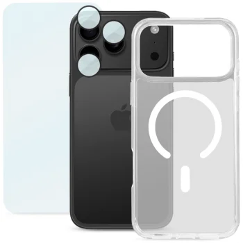 Apsauginis rinkinys 3-in-1 Roobix Combo skirtas iPhone 17 Pro Max (MagSafe dėklas + stiklas + kameros apsauga)