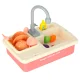 Kids sink with real running water and kitchen accessories, 15 pcs, pink