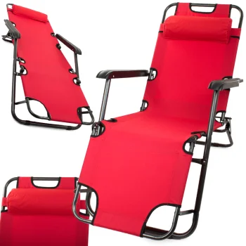 Folding Garden Lounger and Beach Chair 2-in-1 Zero Gravity, Red