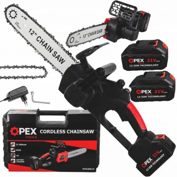 OPEX TOOLS OPX28014 Cordless Chainsaw 12" 21V 3.0Ah, Black/Red