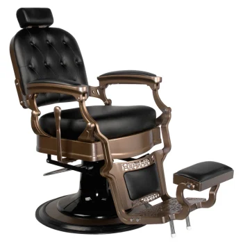 Gabbiano Ernesto Barber Chair Black with Antique Gold Base