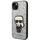 Karl Lagerfeld Glitter Flakes Ikonik vāciņš iPhone 14 Plus - Sudraba