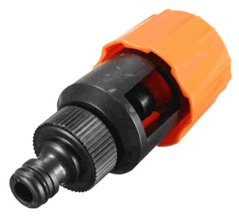 Standard garden hose tap connector, black/orange