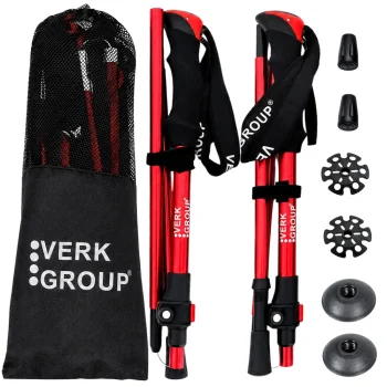 Foldable Adjustable Trekking Poles, Red