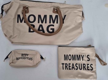 Mommy Bag 3in1 Diaper Bag with Cosmetic Bag and Organizer, Beige