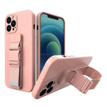 Silicone Case with Lanyard Strap for Xiaomi Poco M4 Pro 5G, Pink
