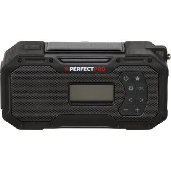 Emergency Radio PerfectPro E-100 DAB+ FM Bluetooth with Hand Crank and Solar Panel, Black
