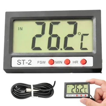 Digital Thermometer with Probe for Aquarium, Fridge and Terrarium, 100 cm Cable