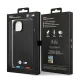 BMW iPhone 14 Case Leather Stamp Tricolor MagSafe, Black